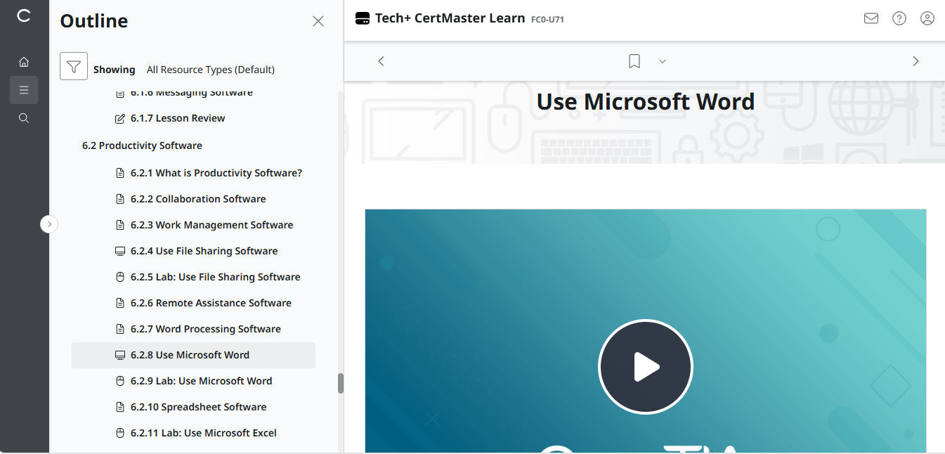 Best Price CertMaster Learn Tech+ (V6) - FC0-U71 (2 Months)