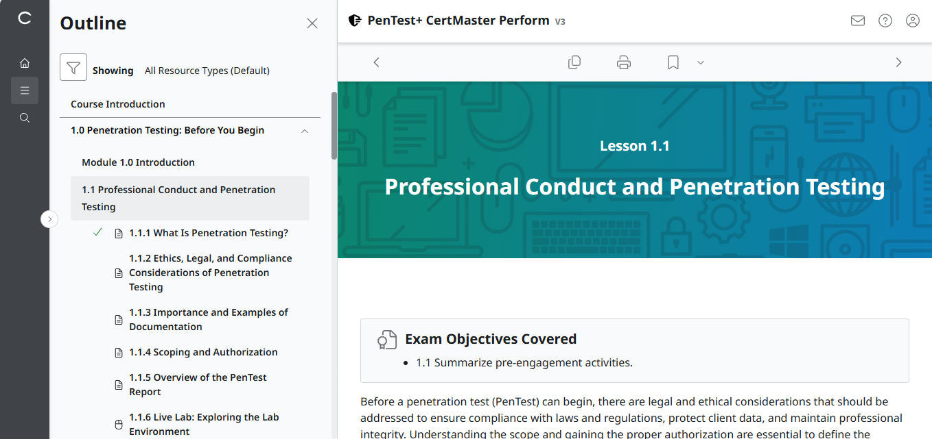 CompTIA PenTest+ CertMaster Perform PT0-003 (V3) (3 Month Access