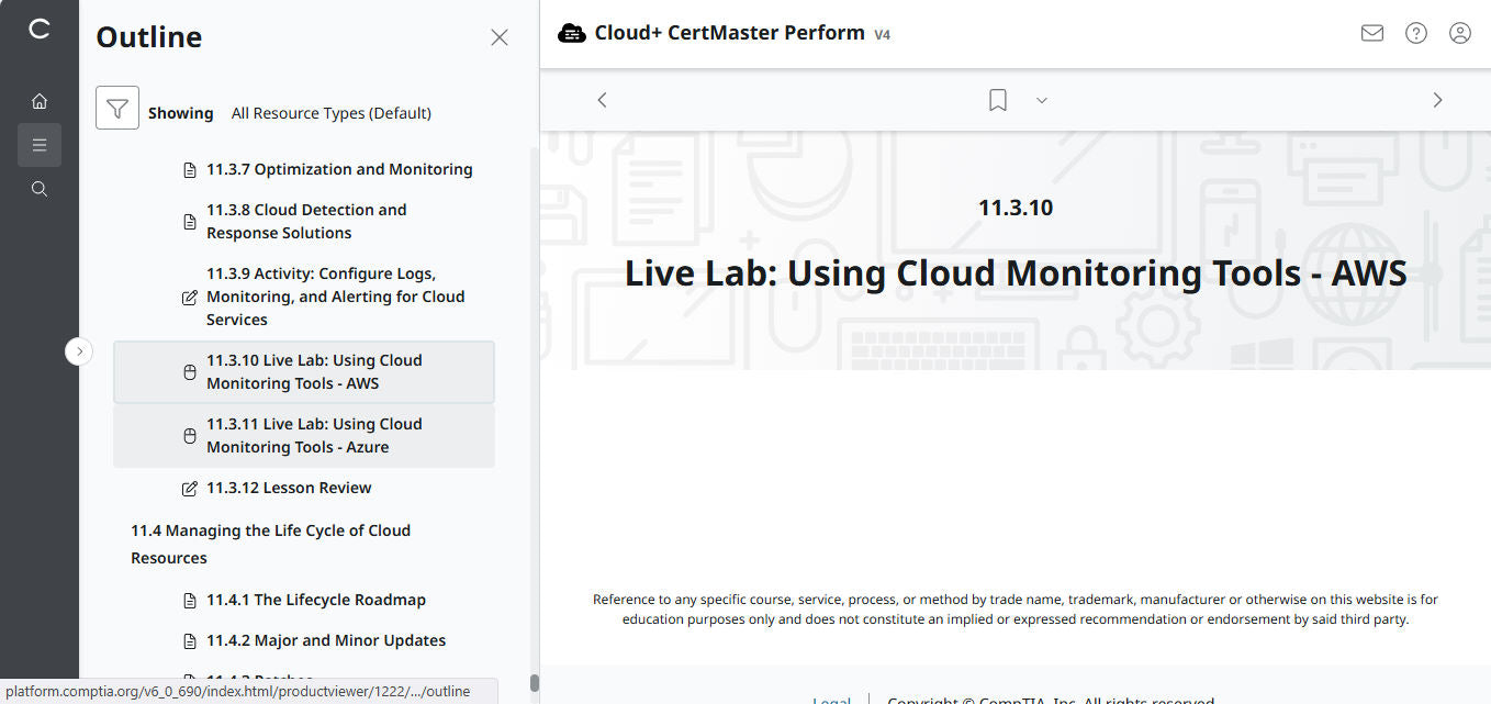 CompTIA Cloud+ CertMaster Perform (CV0-004) (3 Months Access)