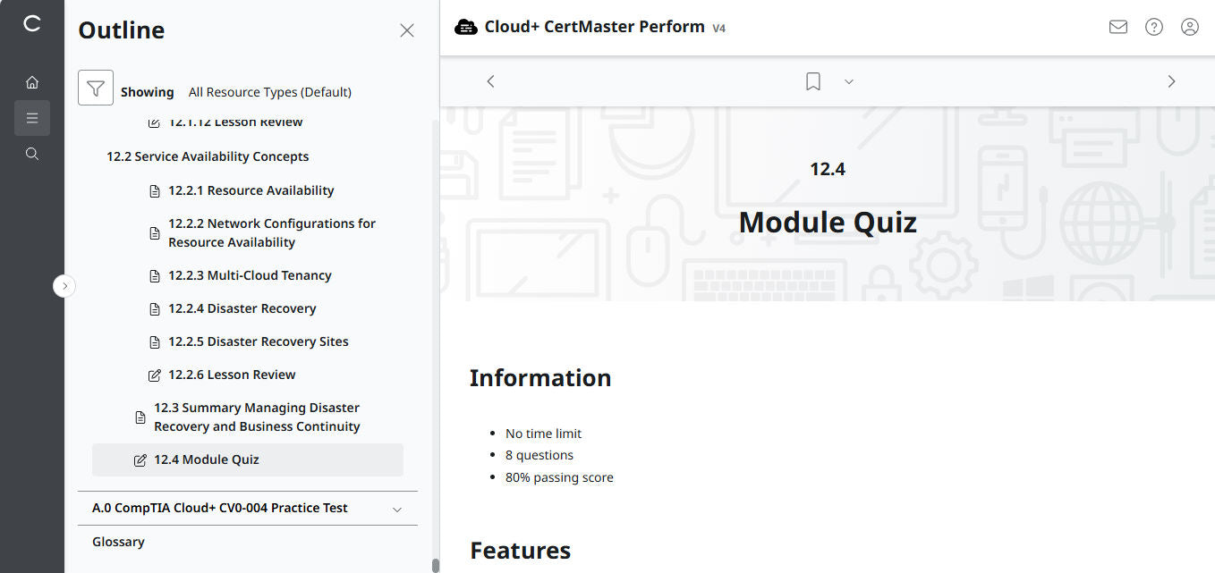 CompTIA Cloud+ CertMaster Perform (CV0-004) (3 Months Access)