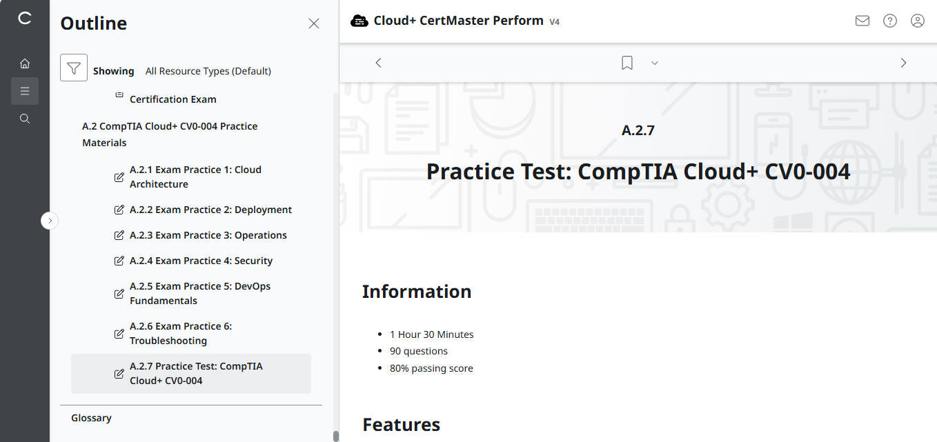 CompTIA Cloud+ CertMaster Perform (CV0-004) (3 Months Access)