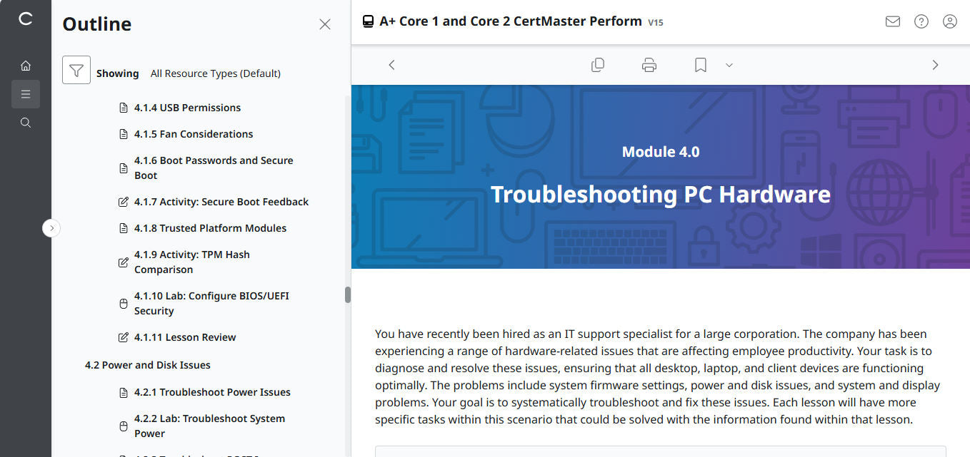 CompTIA A+ Core 1 & 2 CertMaster Perform  (V15)