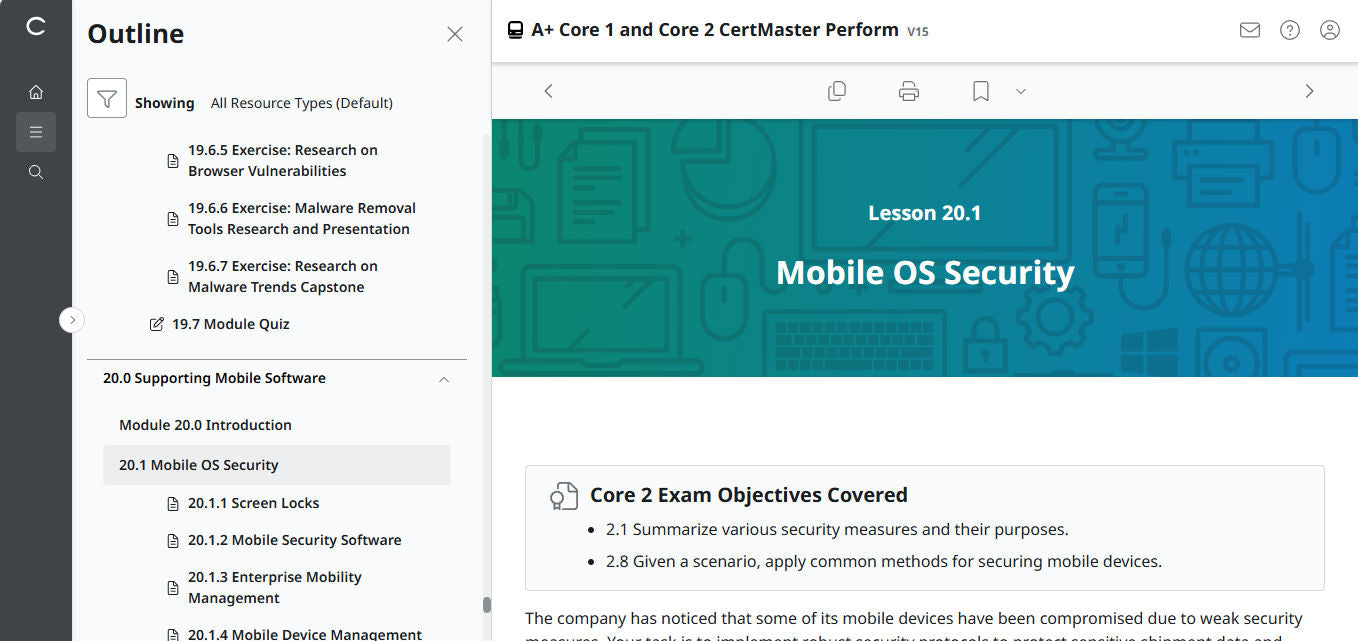 CompTIA A+ Core 1 & 2 CertMaster Perform  (V15)