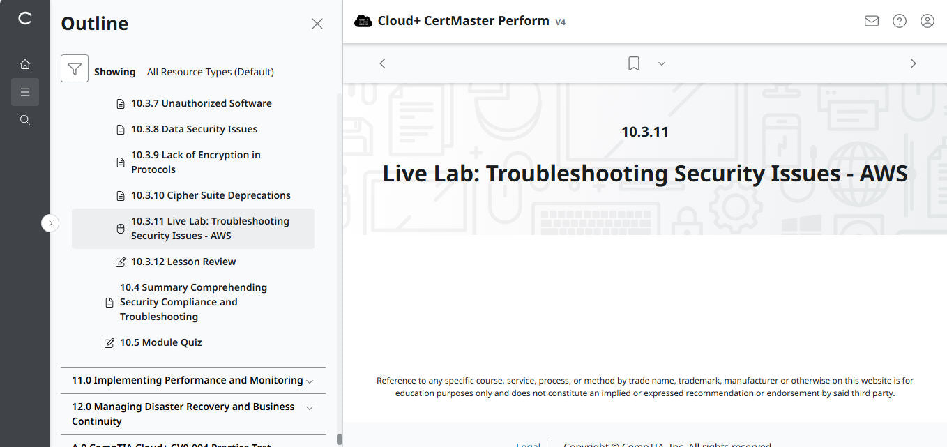 CompTIA Cloud+ CertMaster Perform (CV0-004) (3 Months Access)